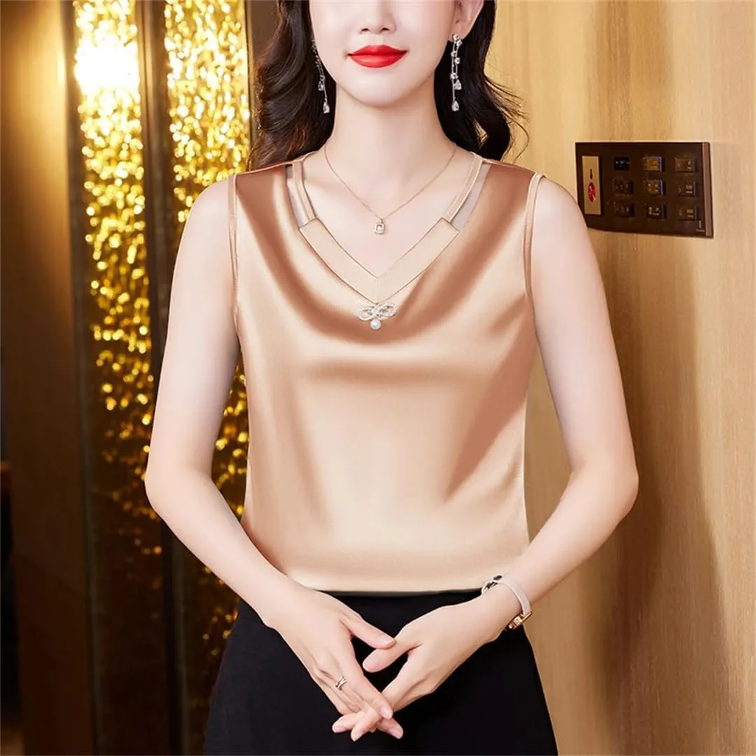 Women Tank Top Spring Summer Hollow Out Camisole V Neck Korean Casual Sleeveless Vest