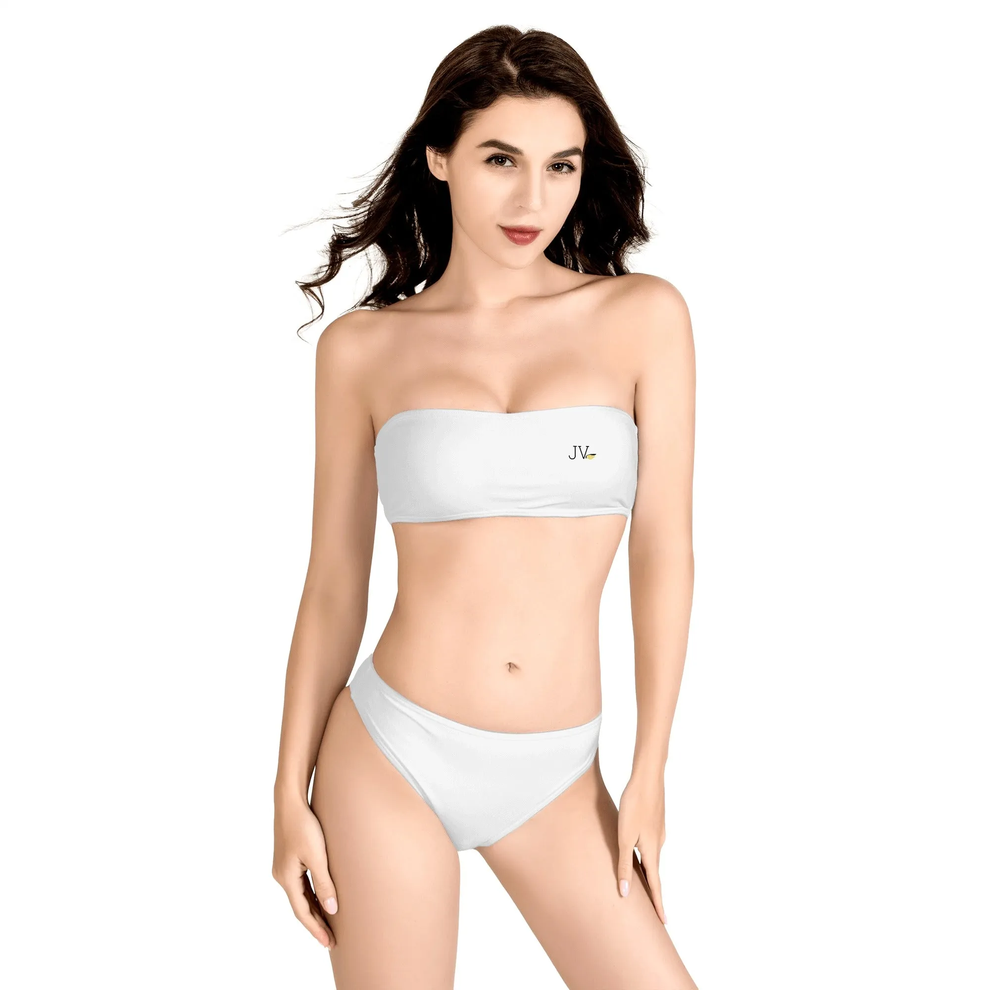Womens Bandeau Strapless Bikinis Swimsuit
