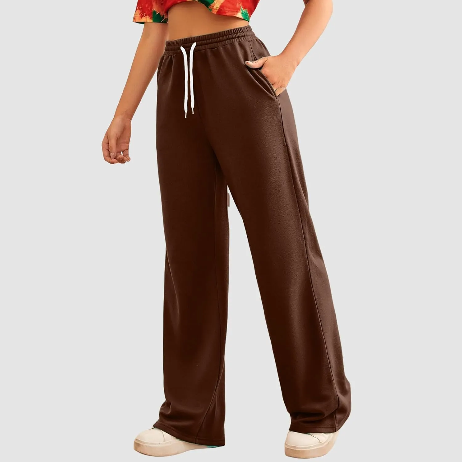 Womens Casual Pants Summer Elastic High Waist Pants Baggy Lightweight Comfy Soft Beach Trousers with Pockets 2025