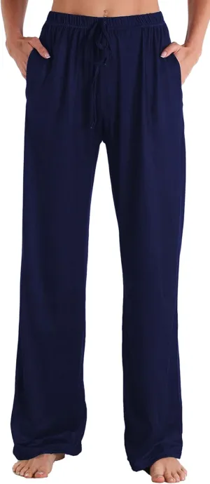 Womens Comfy Lounge Pants Loose Yoga Pant Drawstring Soft Pajama Pants with Pockets Regular and Plus Size