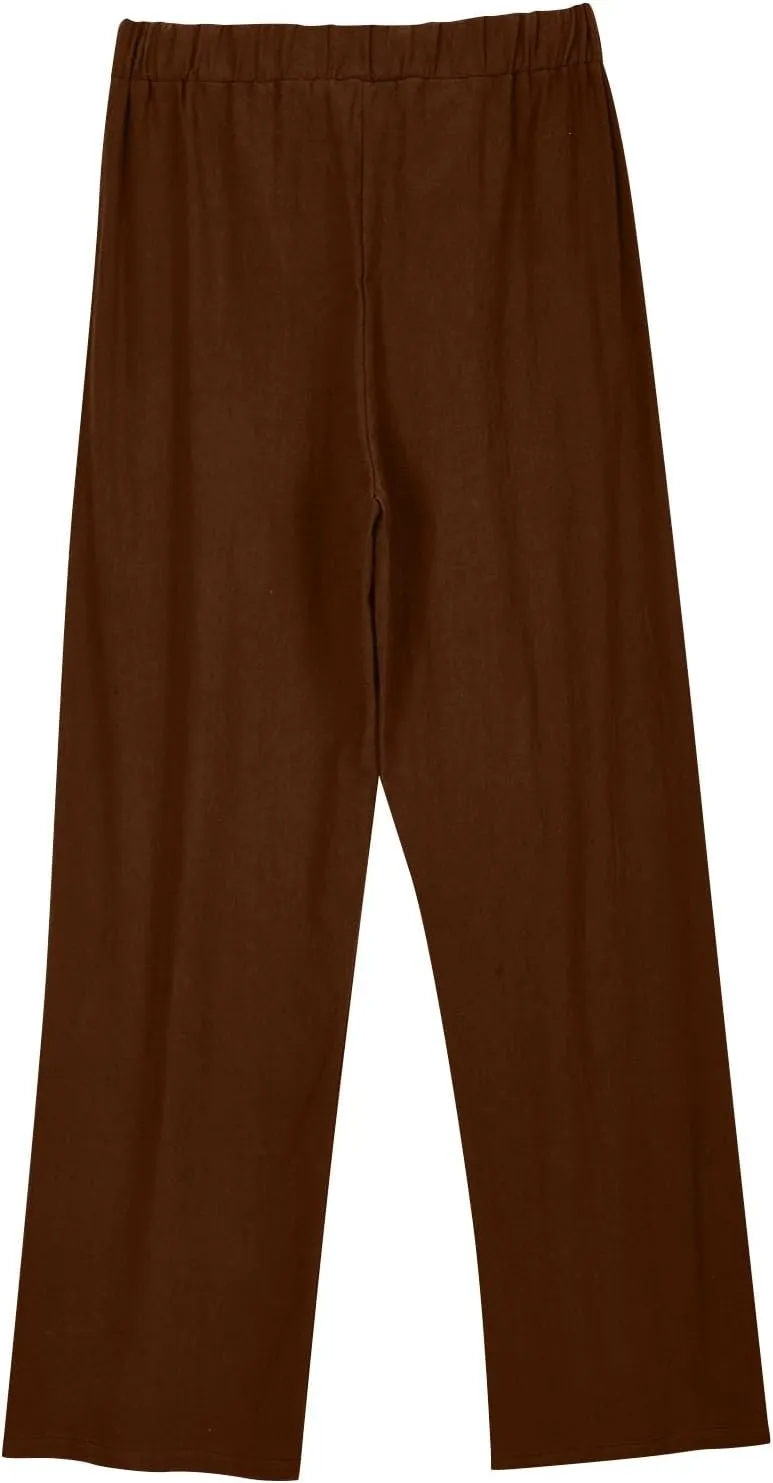 Womens Cotton Linen Pants Soft Lightweight Palazzo Pant High Waist Wide Leg Summer Trousers with Drawstring