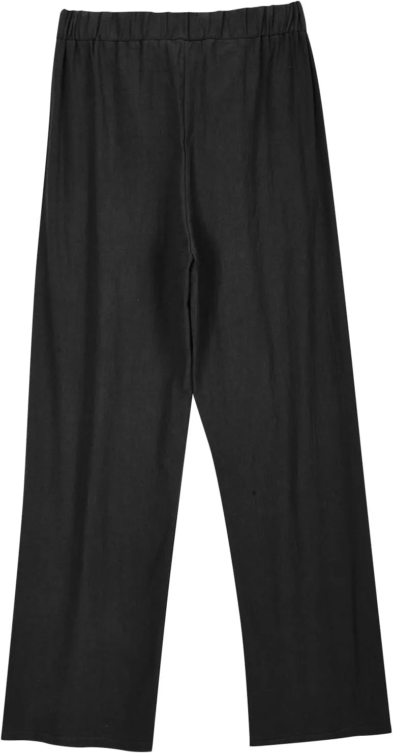 Womens Cotton Linen Pants Soft Lightweight Palazzo Pant High Waist Wide Leg Summer Trousers with Drawstring