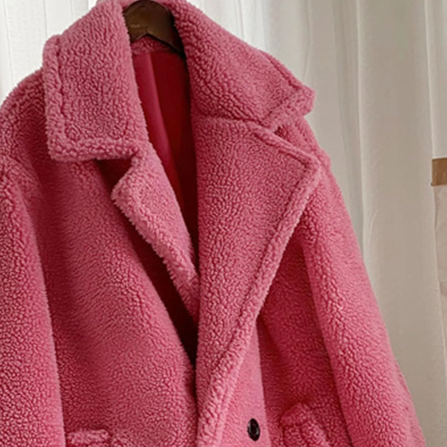 Women's Fleece Lapel Collar Trench Coat Open Front Long Cardigan Overcoat Winter Warm Outwear Jackets