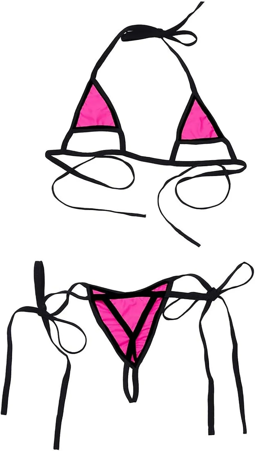 Women's Halter Triangle Bikini Tie Side Bottom Two Piece Swimsuit