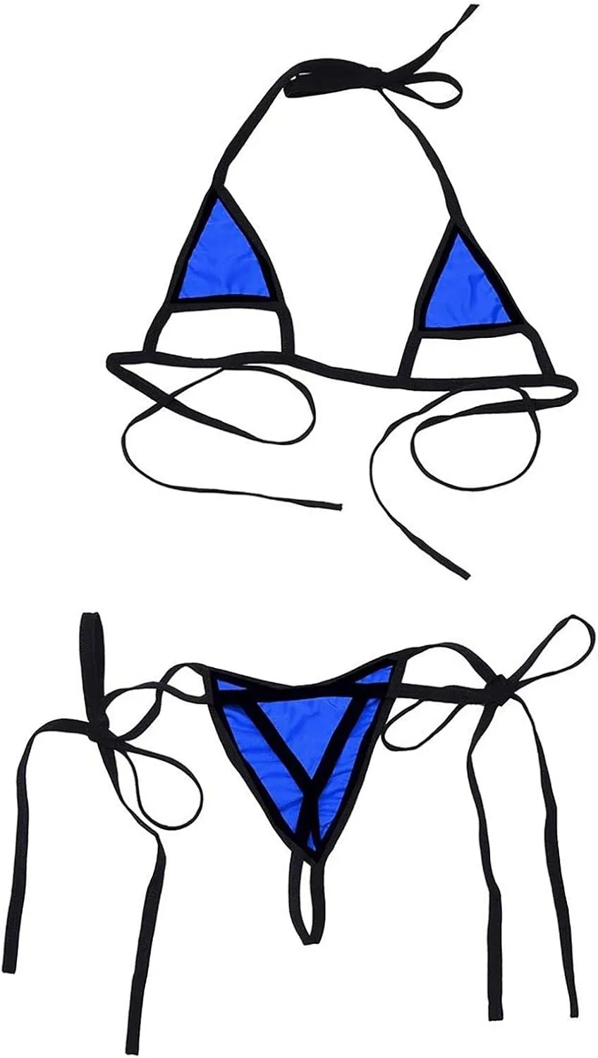 Women's Halter Triangle Bikini Tie Side Bottom Two Piece Swimsuit