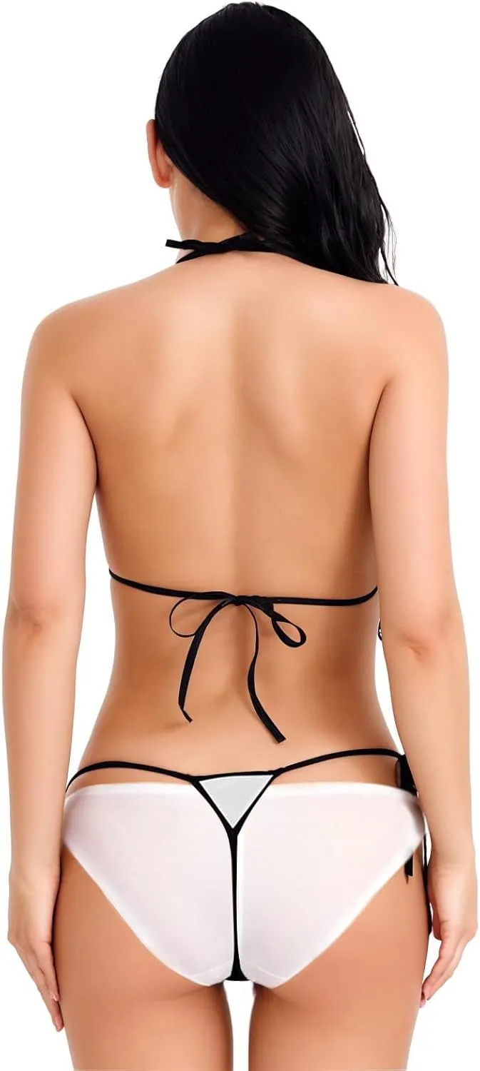 Women's Halter Triangle Bikini Tie Side Bottom Two Piece Swimsuit