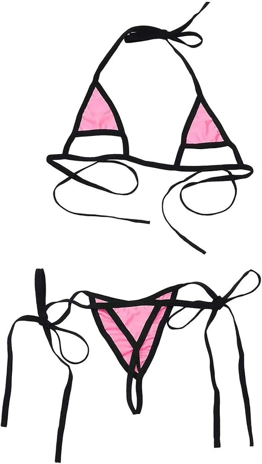 Women's Halter Triangle Bikini Tie Side Bottom Two Piece Swimsuit