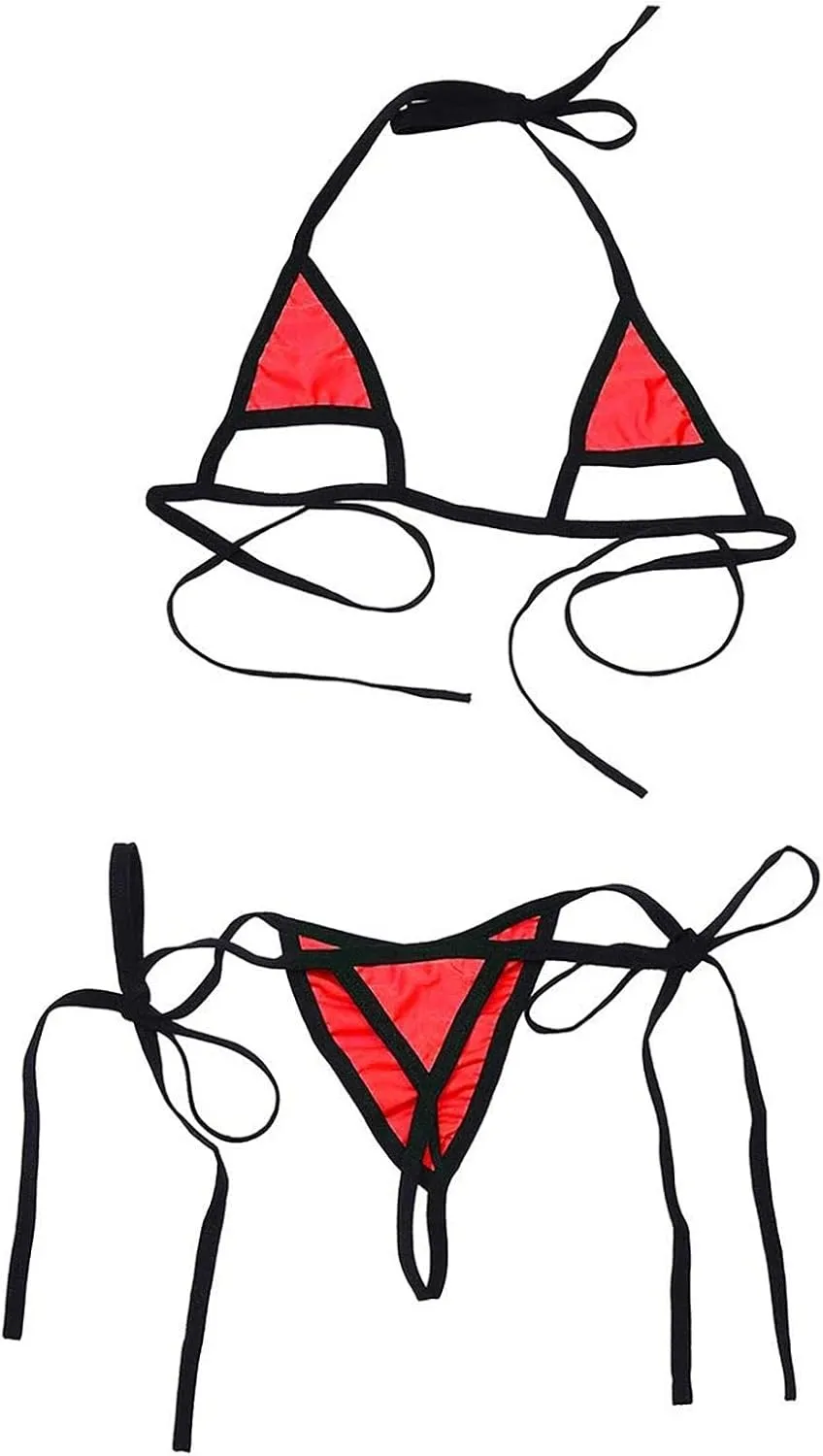 Women's Halter Triangle Bikini Tie Side Bottom Two Piece Swimsuit