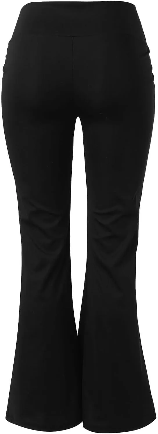 Womens High Waist Pant with Pockets Soft Sport Yoga Flared Leggings Workout Running Trousers Girls Workout Pants