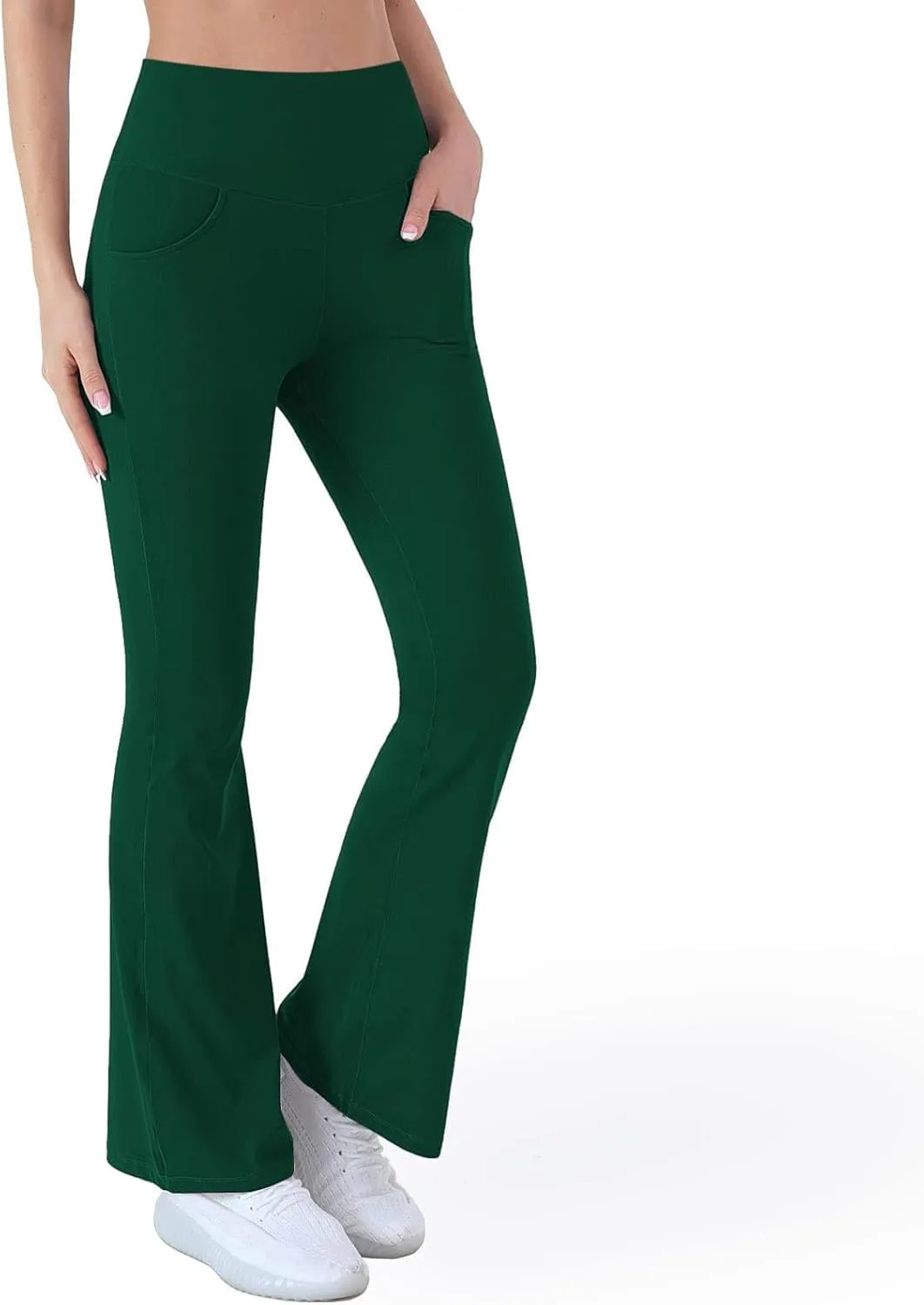 Womens High Waist Pant with Pockets Soft Sport Yoga Flared Leggings Workout Running Trousers Girls Workout Pants