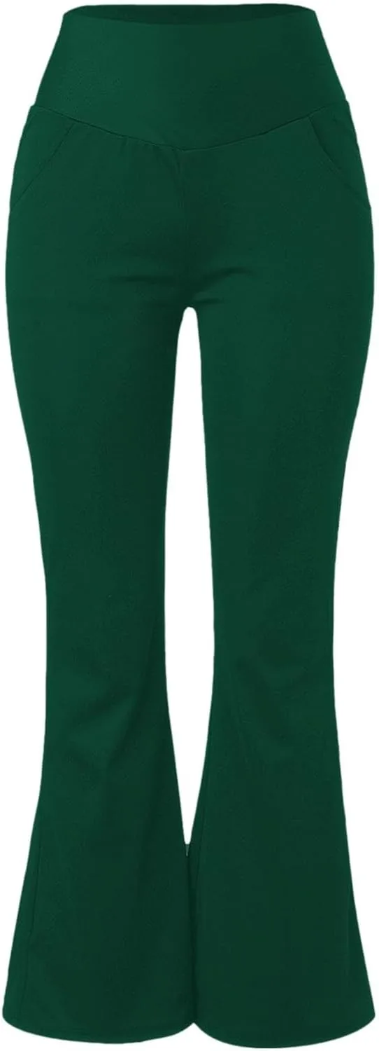 Womens High Waist Pant with Pockets Soft Sport Yoga Flared Leggings Workout Running Trousers Girls Workout Pants