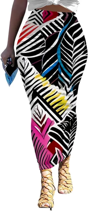 Women's High Waist Slim Bodycon Party Club Night Out Maxi Long Pencil Skirts Elegant Floral Ruched Stretchy Work Skirts Dress