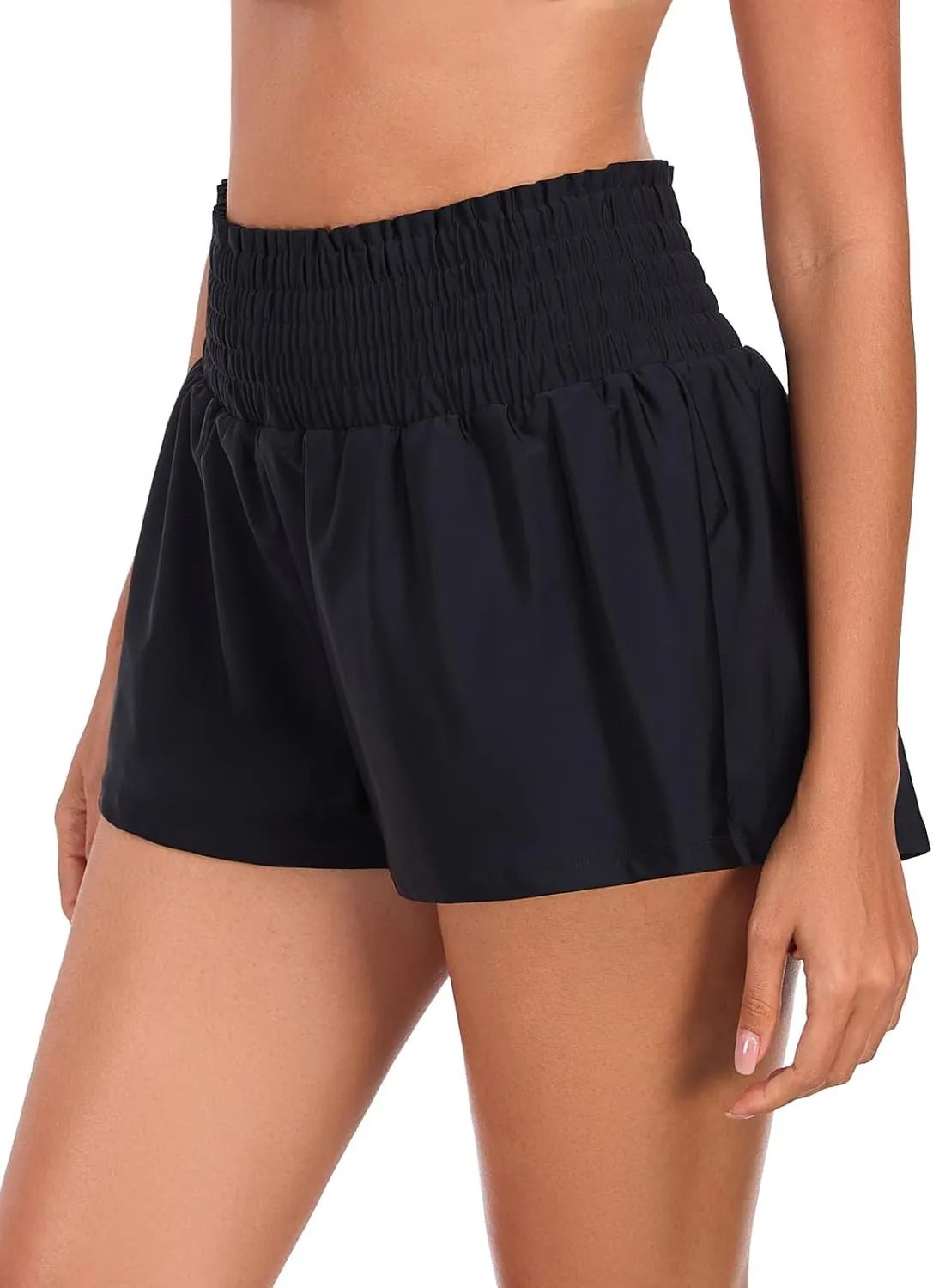 Women's High Waisted Board Shorts Quick Dry Swim Shorts with Boxer Liner Pockets