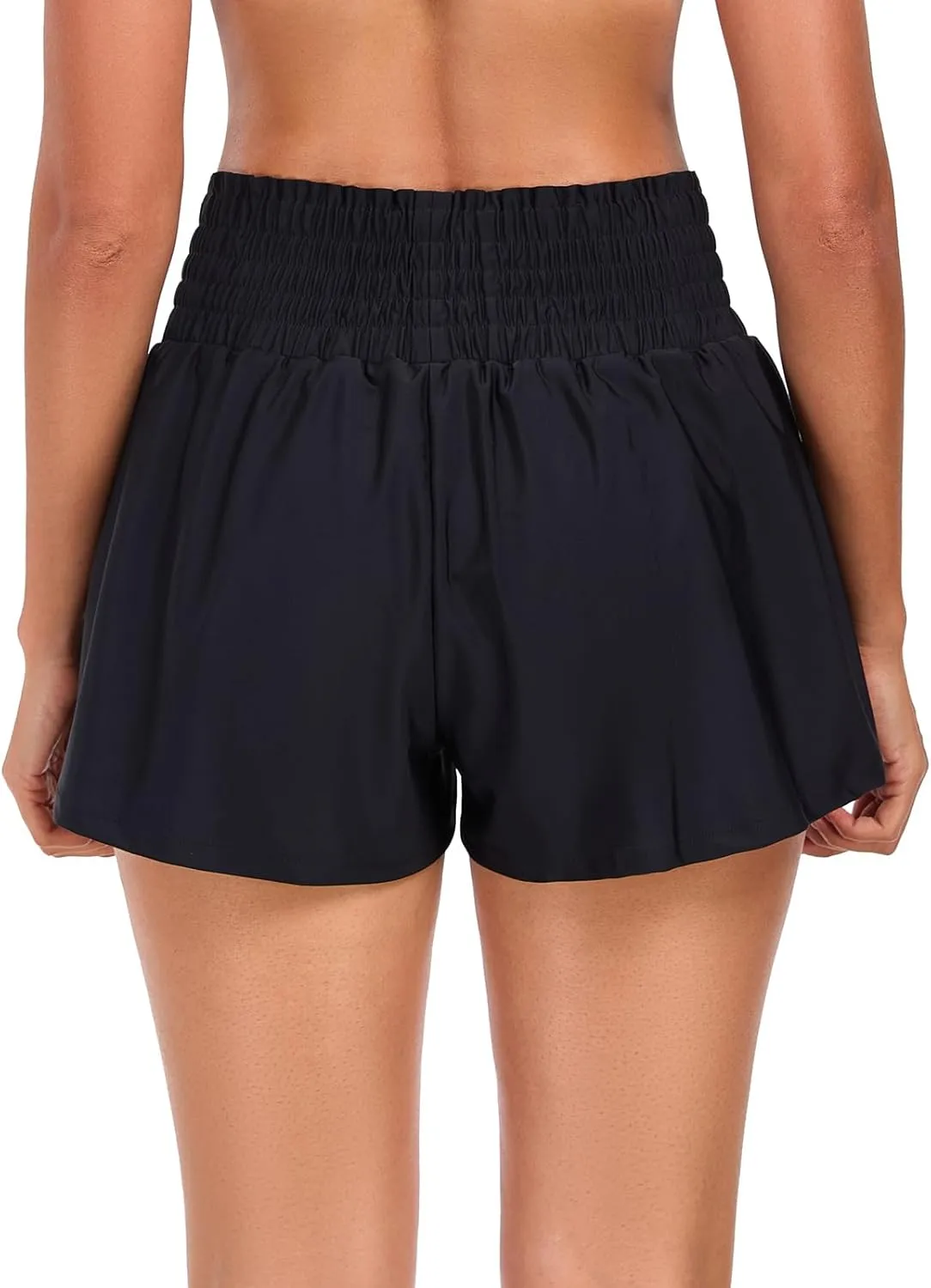 Women's High Waisted Board Shorts Quick Dry Swim Shorts with Boxer Liner Pockets
