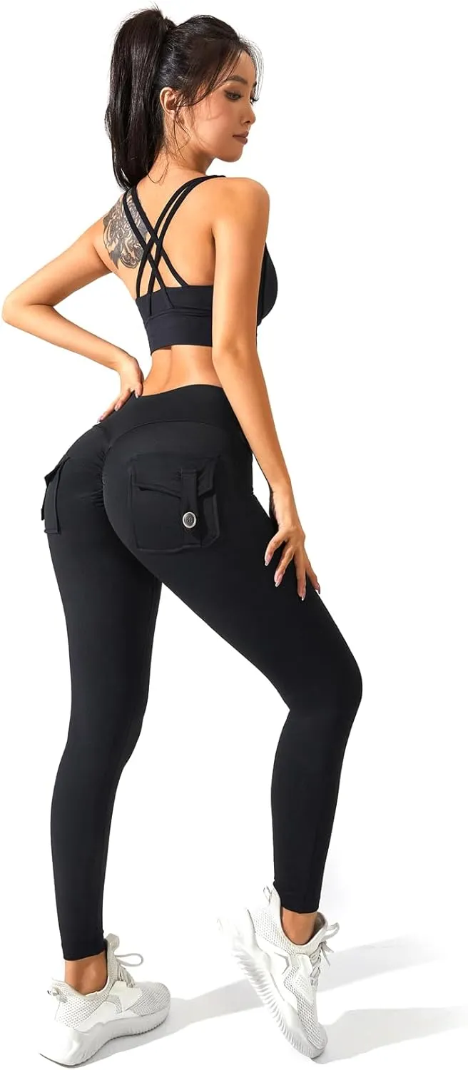 Women's Legging Pants,High-Waisted Leggings, Soft Opaque Skinny Belly Control Pants Running, Cycling, Yoga Pockets