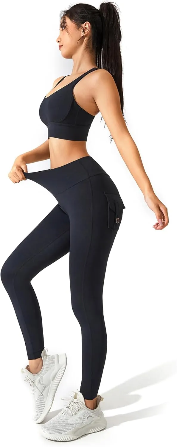 Women's Legging Pants,High-Waisted Leggings, Soft Opaque Skinny Belly Control Pants Running, Cycling, Yoga Pockets