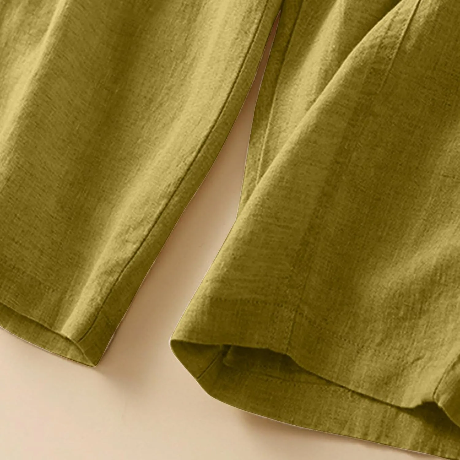 Womens Linen Cropped Pants 2025 Summer Trendy Casual Elastic Waist Jogger Pants Cotton Soft Work Trouser with Pocket