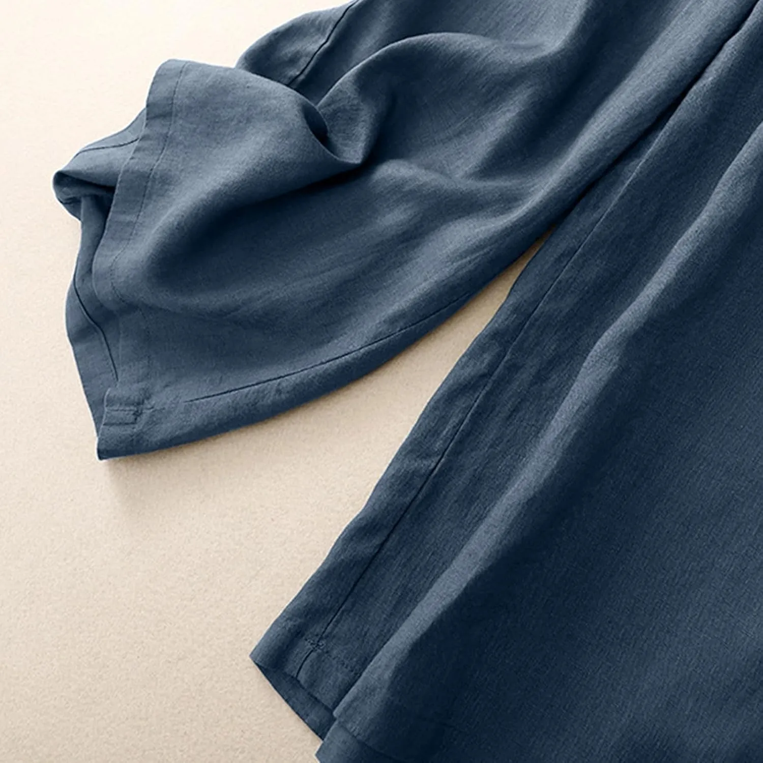 Womens Linen Cropped Pants 2025 Summer Trendy Casual Elastic Waist Jogger Pants Cotton Soft Work Trouser with Pocket
