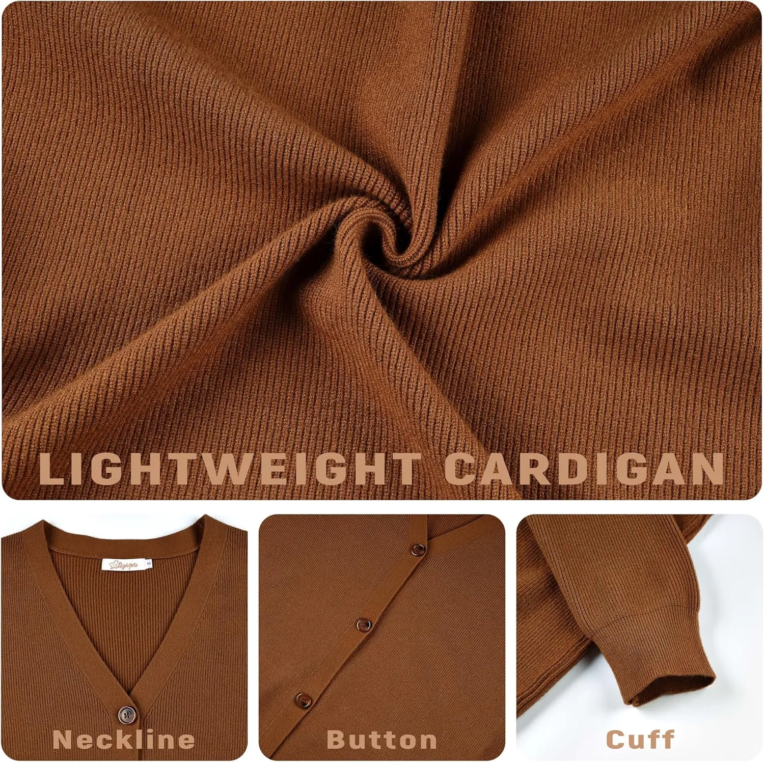 Women's Long Sleeve V-Neck Button Down Cardigan Chunky Oversized Knit Open Front Trendy Sweater Outerwear