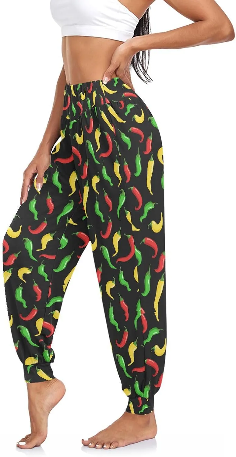 Women's Pajama Pants Hot Chili Peppers Women Harem Pants Sweatpants Yoga Pants Athletic Lounge Pants S