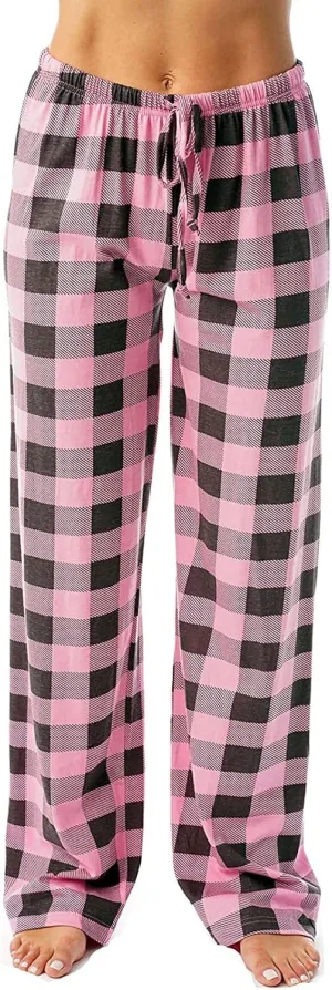 Womens Pajamas Pants 2025 Lounge Cute Plaid Pants Soft Comfy Drawstring Wide Leg Trousers Bell Bottom Sleep Clothing