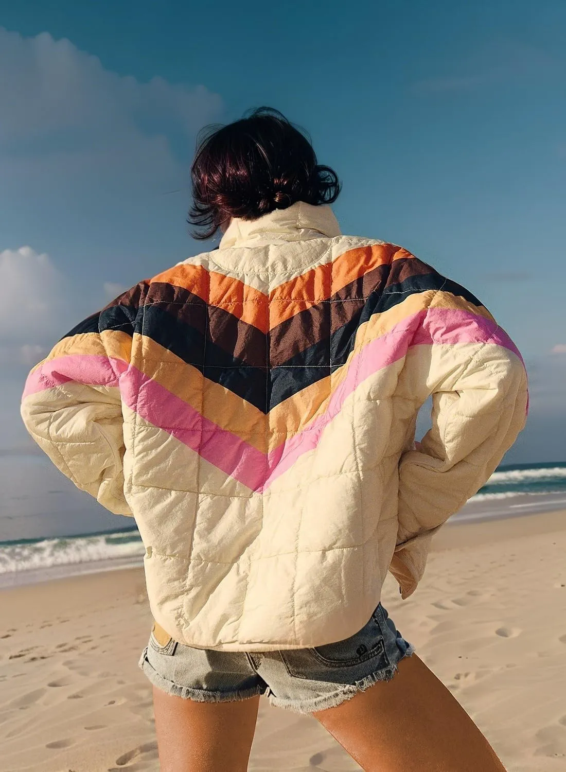 Women's Quilted Jackets Oversized Packable Shine Puffer Coat Long Sleeve Zip Up Outerwear Pullover with Pockets