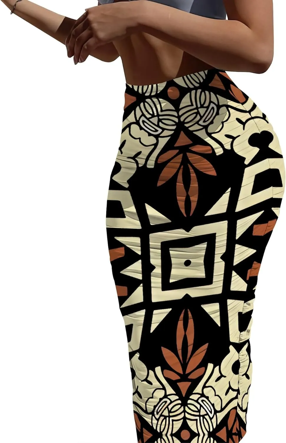 Women's Sexy Bodycon High Waist Stretchy Work Pencil Skirts Dress Casual Fitted Ruched Maxi Long Bodycon Going Out Outfit