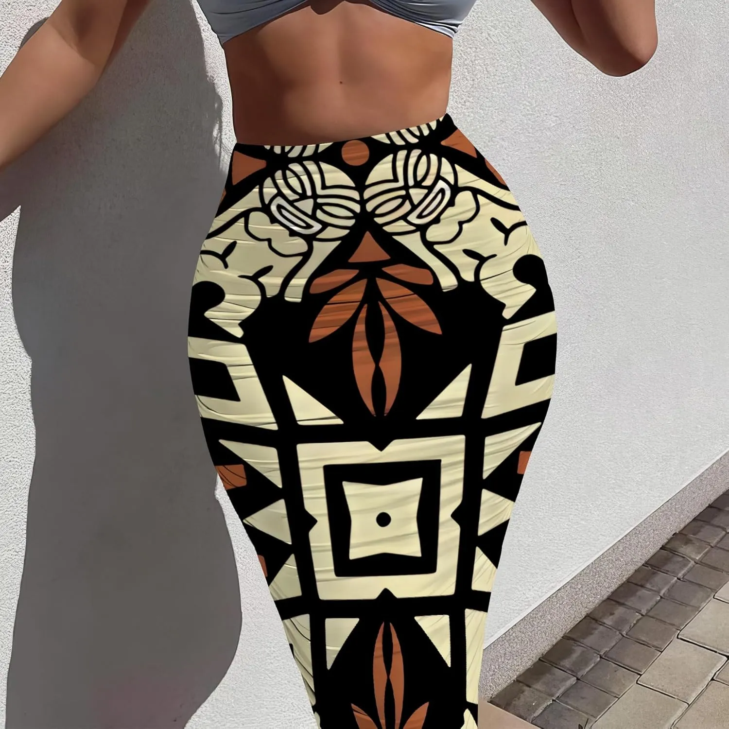 Women's Sexy Bodycon High Waist Stretchy Work Pencil Skirts Dress Casual Fitted Ruched Maxi Long Bodycon Going Out Outfit