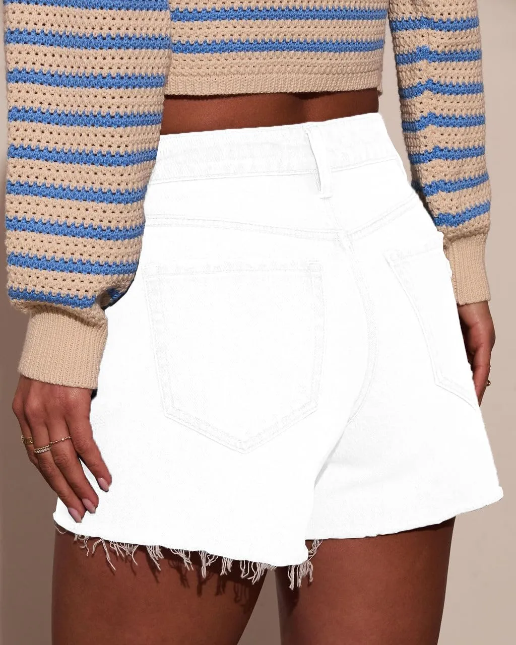 Womens Summer Mid Waisted Denim Jeans Shorts Cutoff Stretchy Hot Denim Shorts