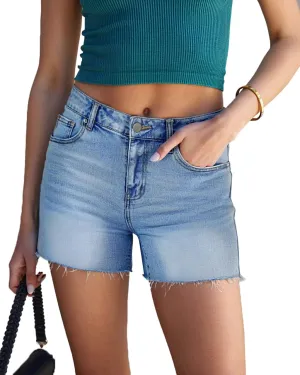 Womens Summer Mid Waisted Denim Jeans Shorts Cutoff Stretchy Hot Denim Shorts