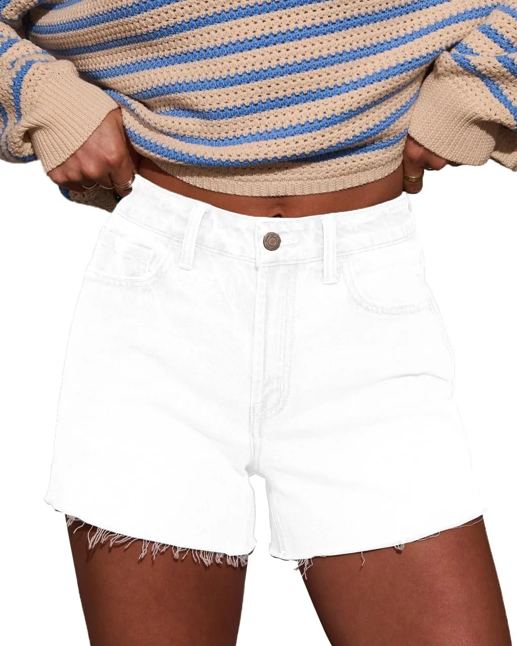 Womens Summer Mid Waisted Denim Jeans Shorts Cutoff Stretchy Hot Denim Shorts