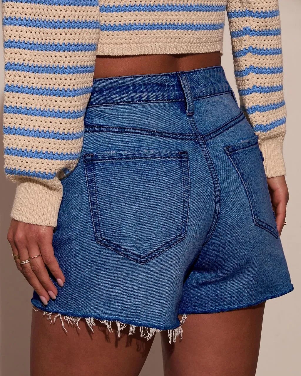 Womens Summer Mid Waisted Denim Jeans Shorts Cutoff Stretchy Hot Denim Shorts