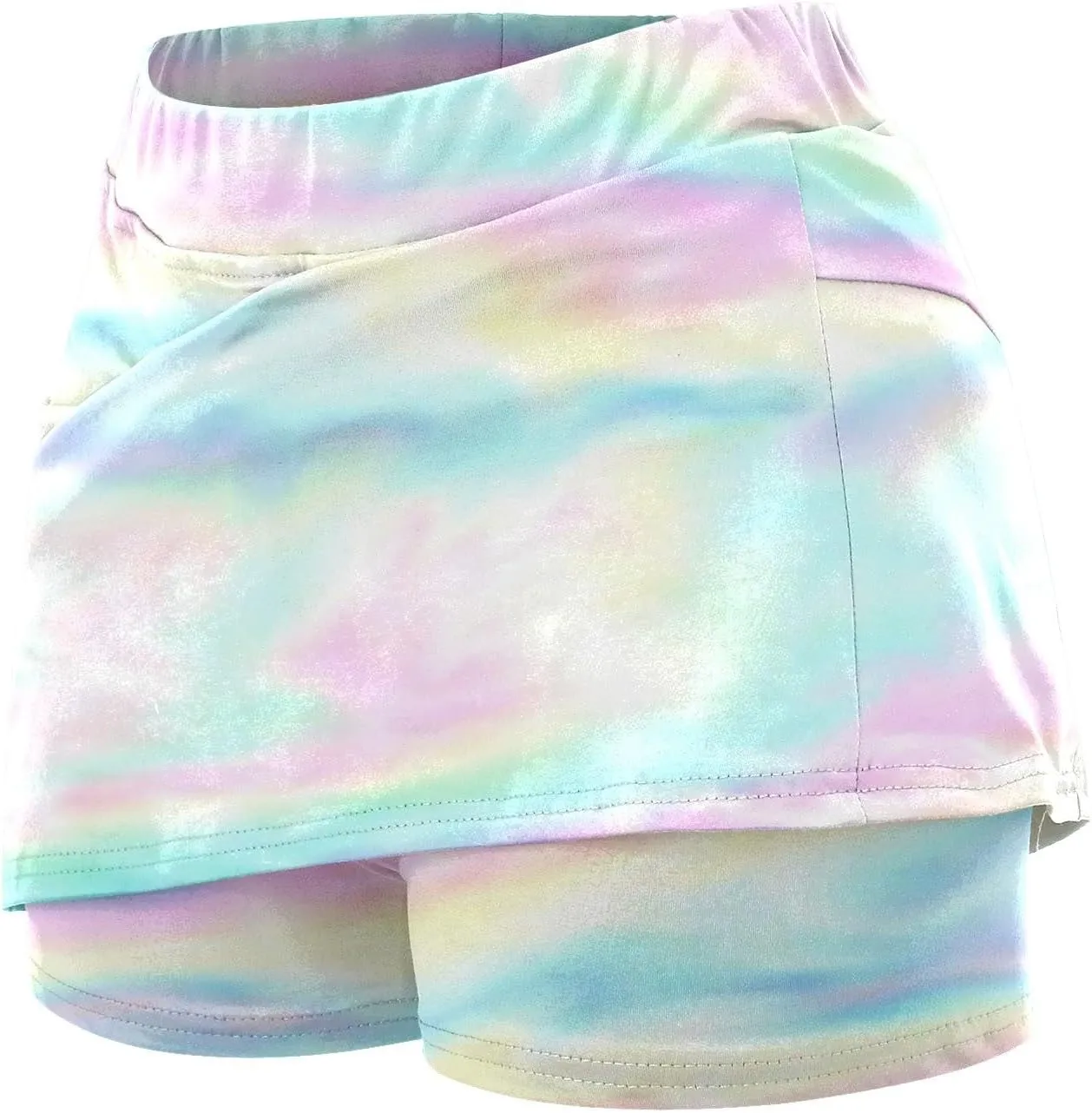 Women's Tennis Golf Mini Skirts with Pockets Casual High Waisted Elastic Tie Dye Skorts Summer Workout Skirt Inner Shorts