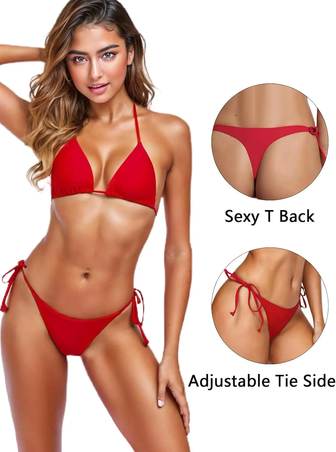 Women's Thong Bikini Bottom Tie Side String Bikini Bottoms for Women