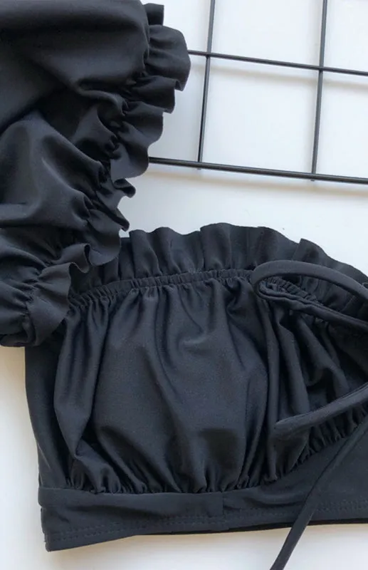 Women's Two Piece  Swimsuit With Sleeves And Straps