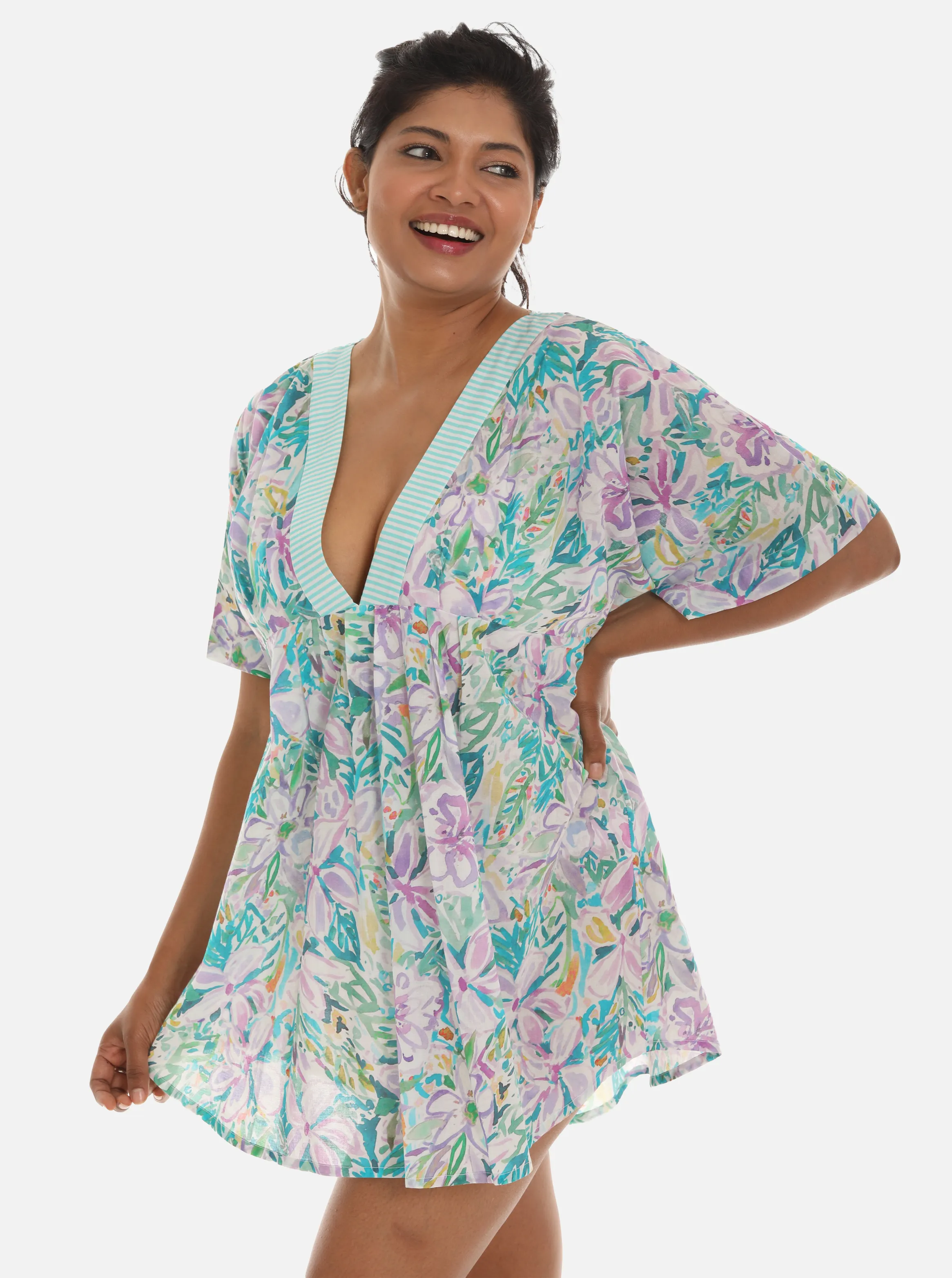 Women's V-Neck Printed Cover Up/Top