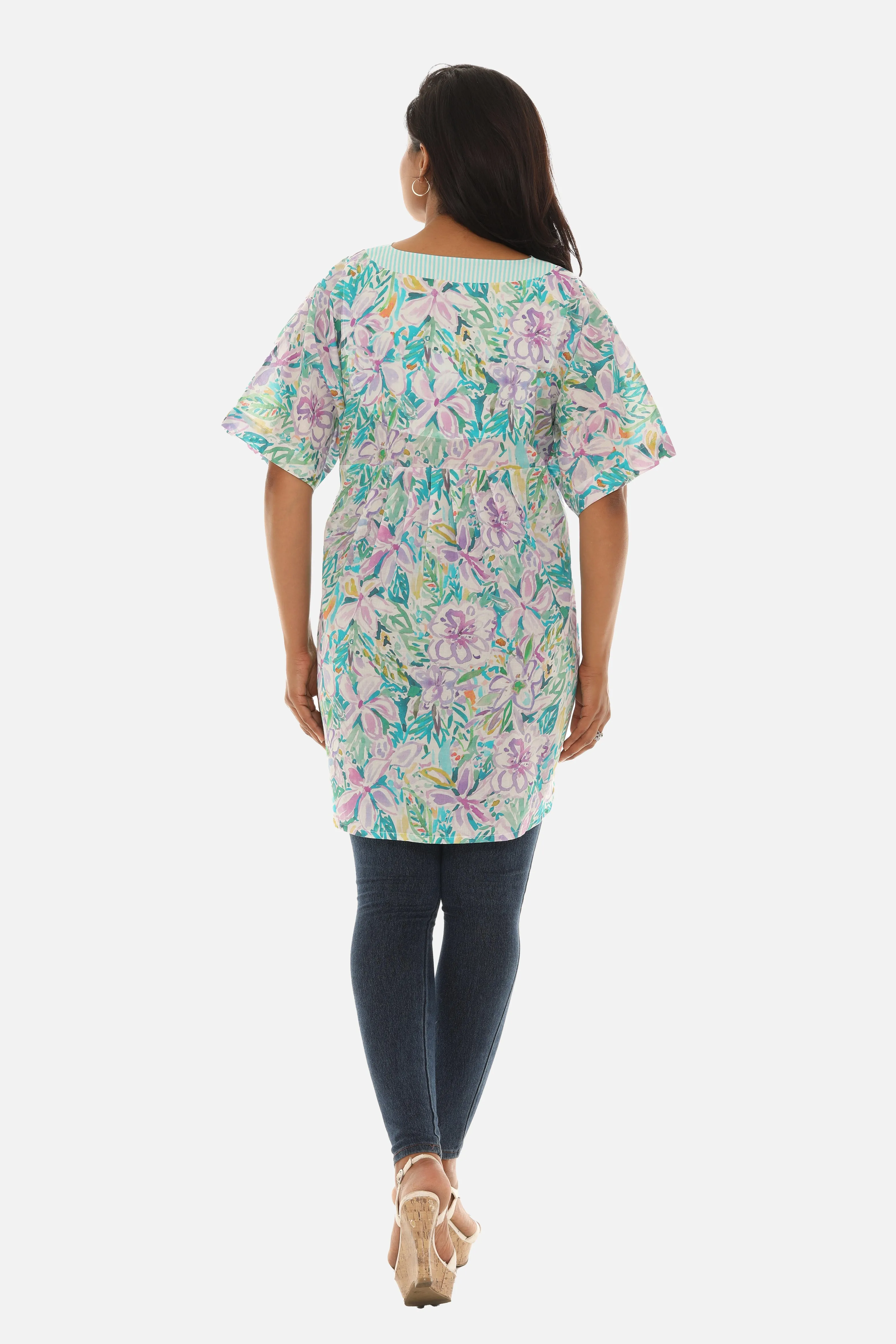 Women's V-Neck Printed Cover Up/Top