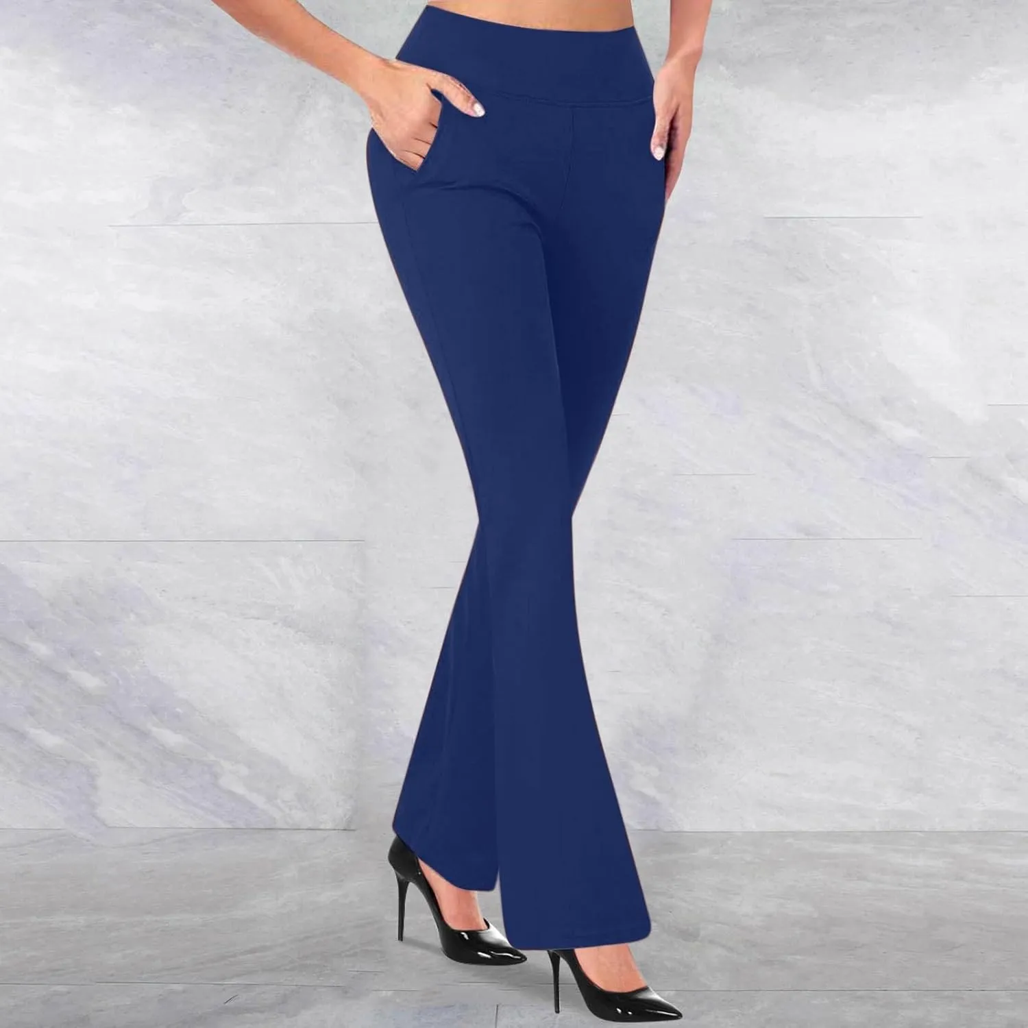 Women's Work Pants Stretch Flare High Waist Yoga Pant Dressy Soft Business Casual Slacks Comfy Office Trousers