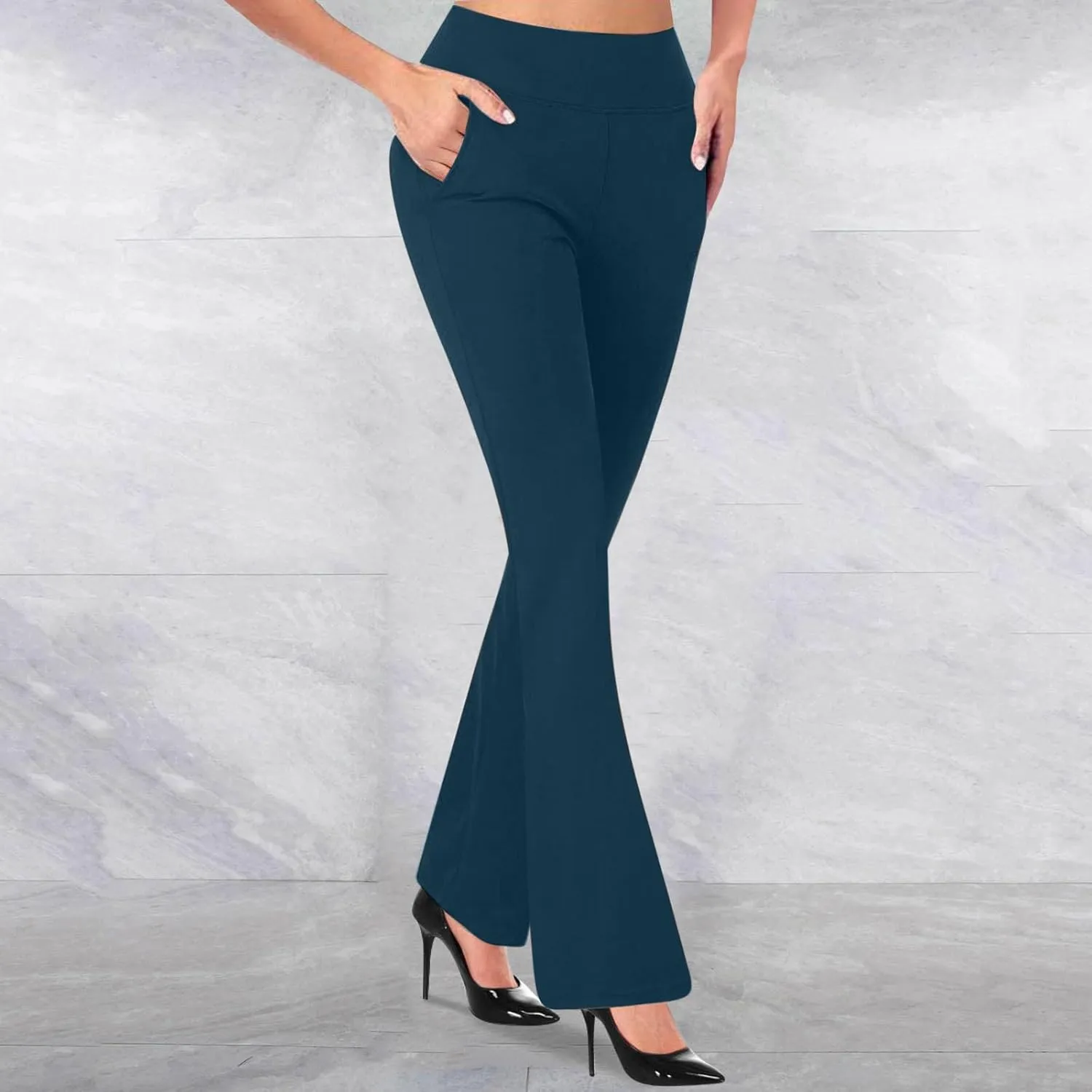 Women's Work Pants Stretch Flare High Waist Yoga Pant Dressy Soft Business Casual Slacks Comfy Office Trousers