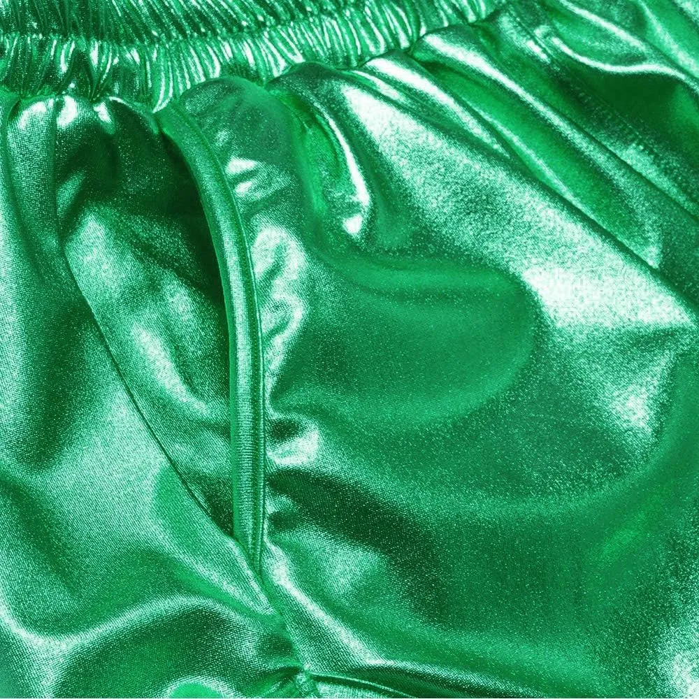Women's Yoga Hot Shorts Elastic Waist Shiny Metallic Short Pants