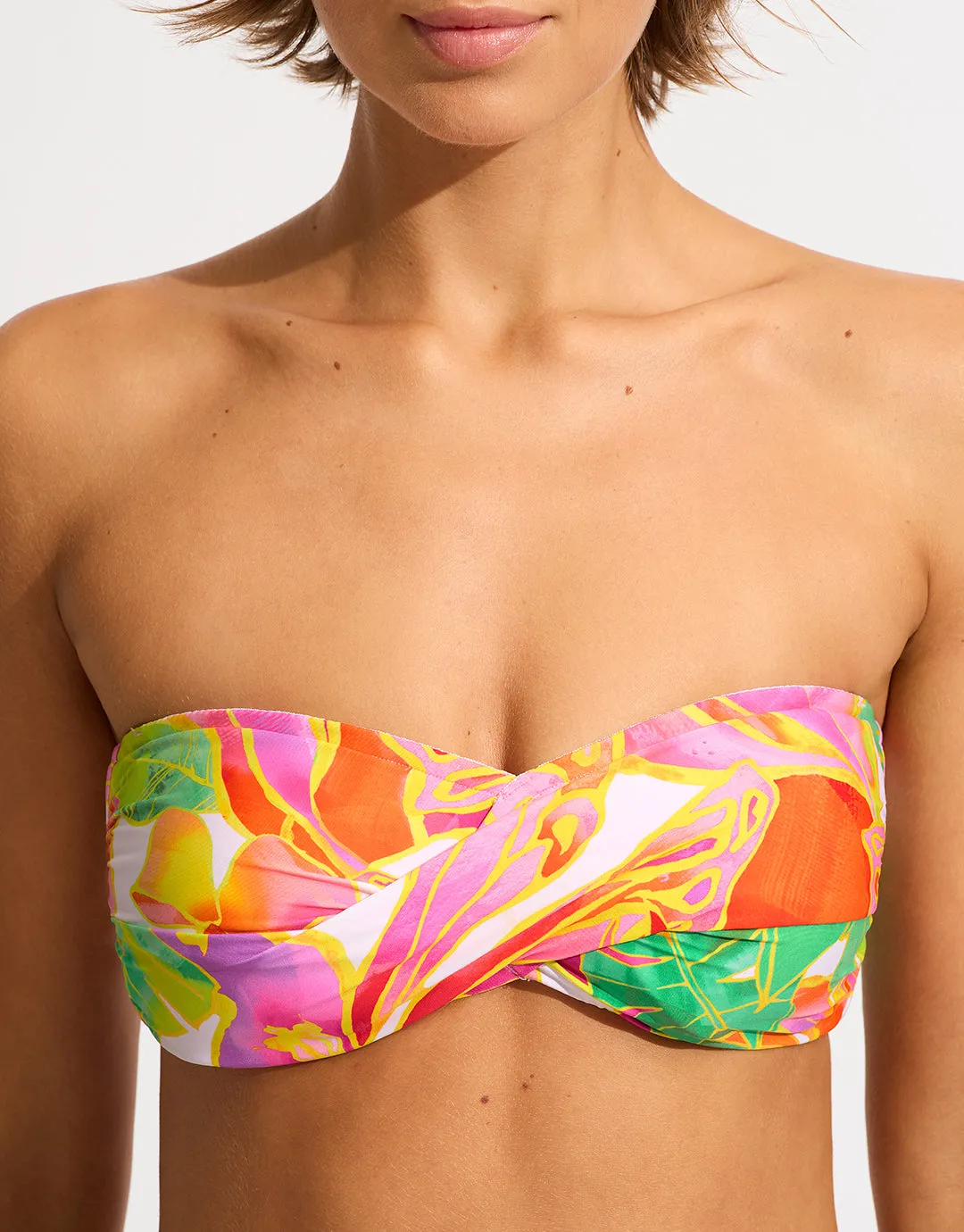 Wonderland Twist Bandeau Bikini Top - Fuchsia Rose