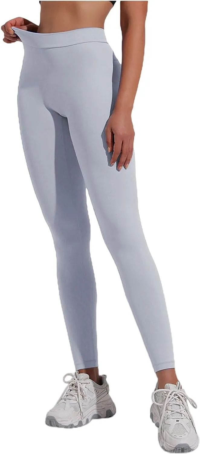 Workout Sets for Women Full Length Micro Elastic Fashion Soft Daily Transparent White Ash S 5XL Fall & Winter Winter