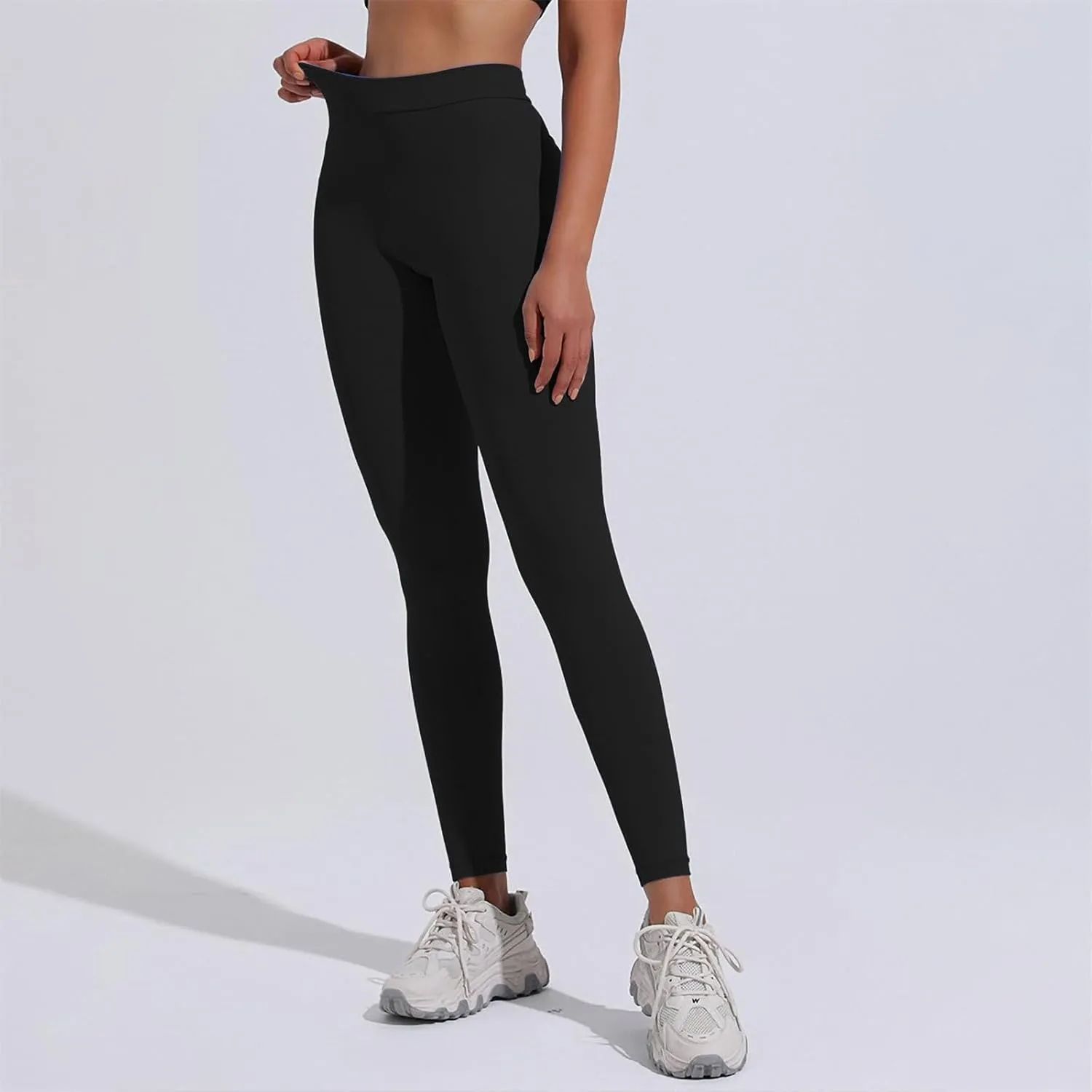 Workout Sets for Women Full Length Micro Elastic Fashion Soft Daily Transparent White Ash S 5XL Fall & Winter Winter