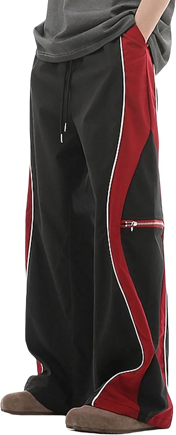 Y2k Track Pants Men Baggy Sweatpants Hip Hop Striped Pants Wide Leg Parachute Pants Streetwear