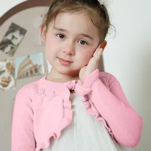 Yanmucy Toddler Little Girls Cardigan Long Sleeve Cotton Sweater Toddler Kids Lightweight Knit Button Cover Up for 1-8 Years