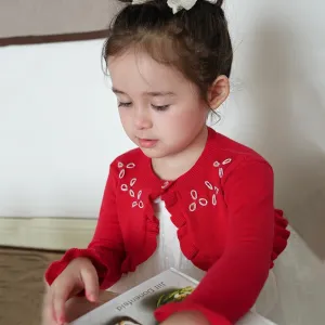 Yanmucy Toddler Little Girls Cardigan Long Sleeve Cotton Sweater Toddler Kids Lightweight Knit Button Cover Up for 1-8 Years