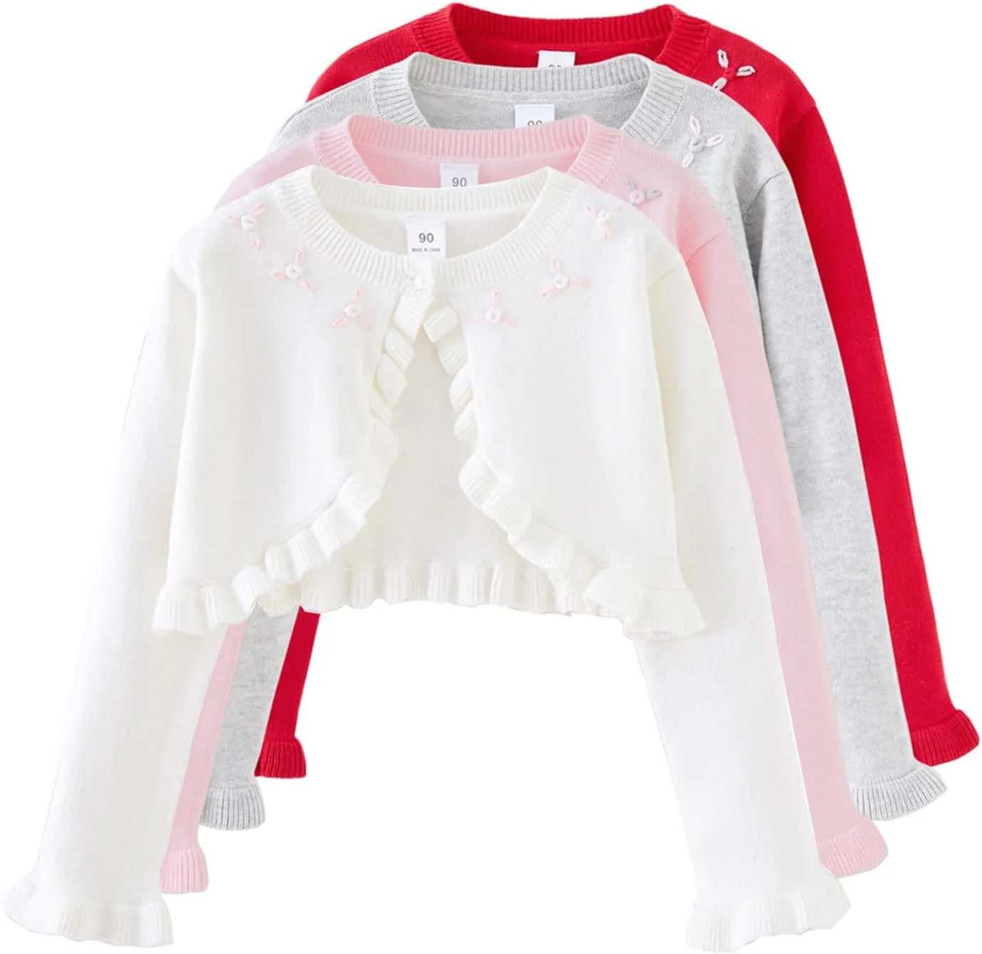 Yanmucy Toddler Little Girls Cardigan Long Sleeve Cotton Sweater Toddler Kids Lightweight Knit Button Cover Up for 1-8 Years