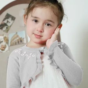 Yanmucy Toddler Little Girls Cardigan Long Sleeve Cotton Sweater Toddler Kids Lightweight Knit Button Cover Up for 1-8 Years
