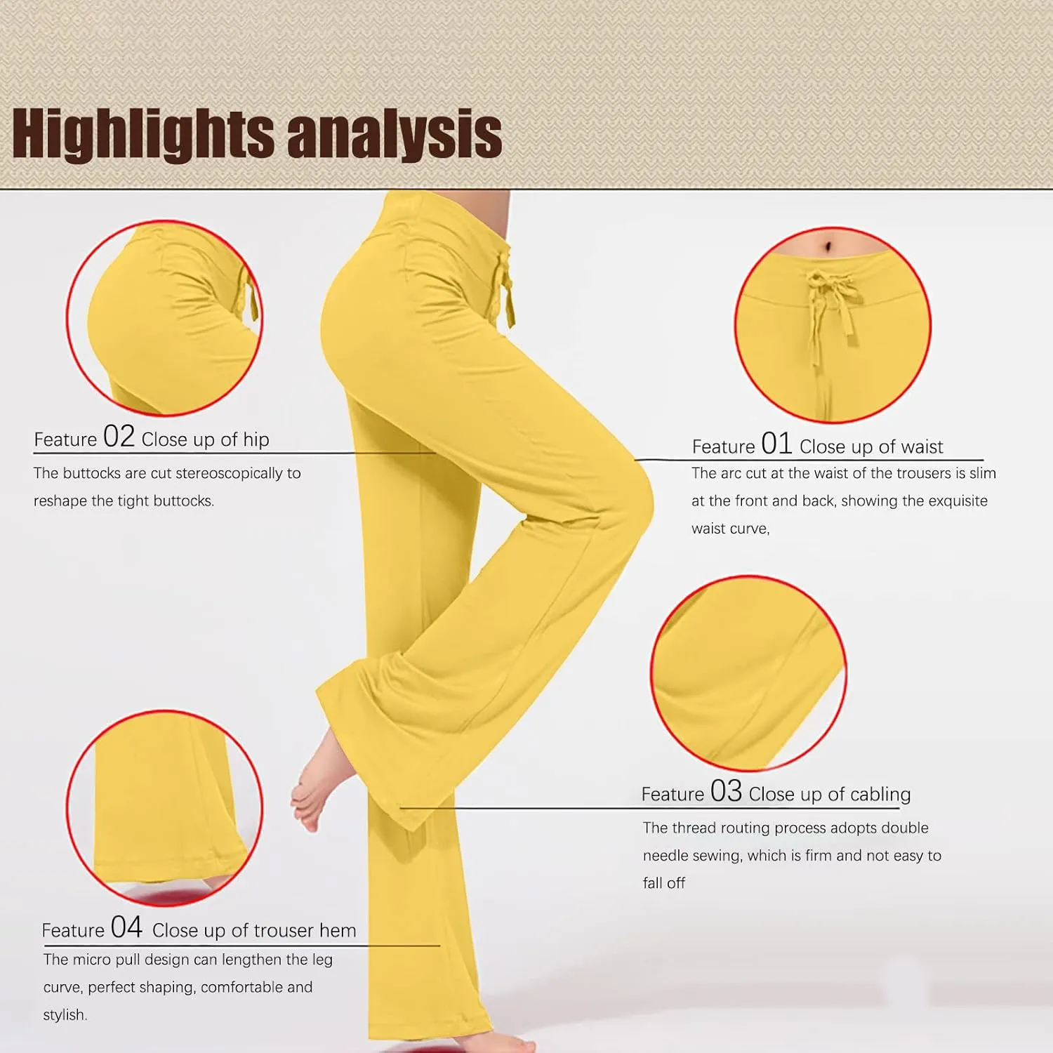 yardsong Womens Workout Pants High Waist Wide Leg Yoga Pants Flare Bootcut Soft Gym Leggings Comfy Lounge Trousers
