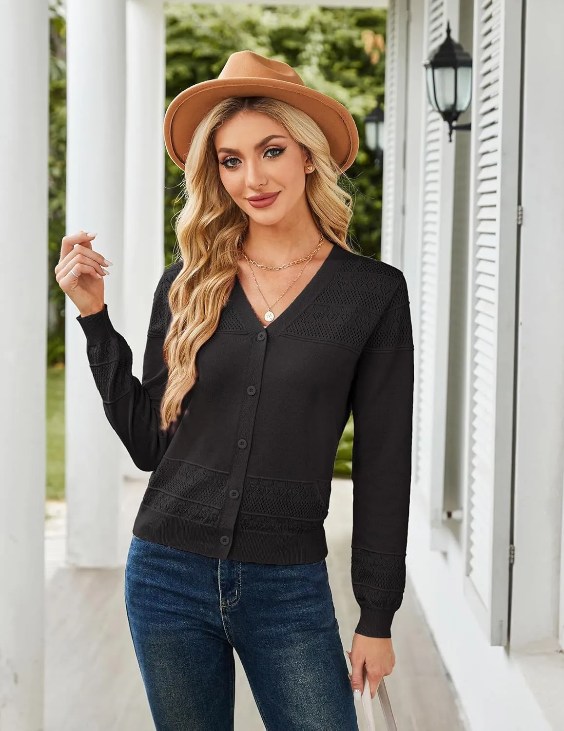 Yekaty Womens 2025 Lightweight Cropped Cardigan Sweaters Button Long Sleeve Shrugs for Dress Open Front Spring Jackets